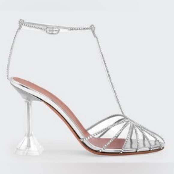 AMINA MUADDI
Brygit Crystal T-Strap Cocktail Pumps in Silver/Crystal - Picture 2 of 9